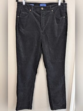 Talbots Courderoy Pants 12 Black High Waisted Straight Leg Stretch Cotton